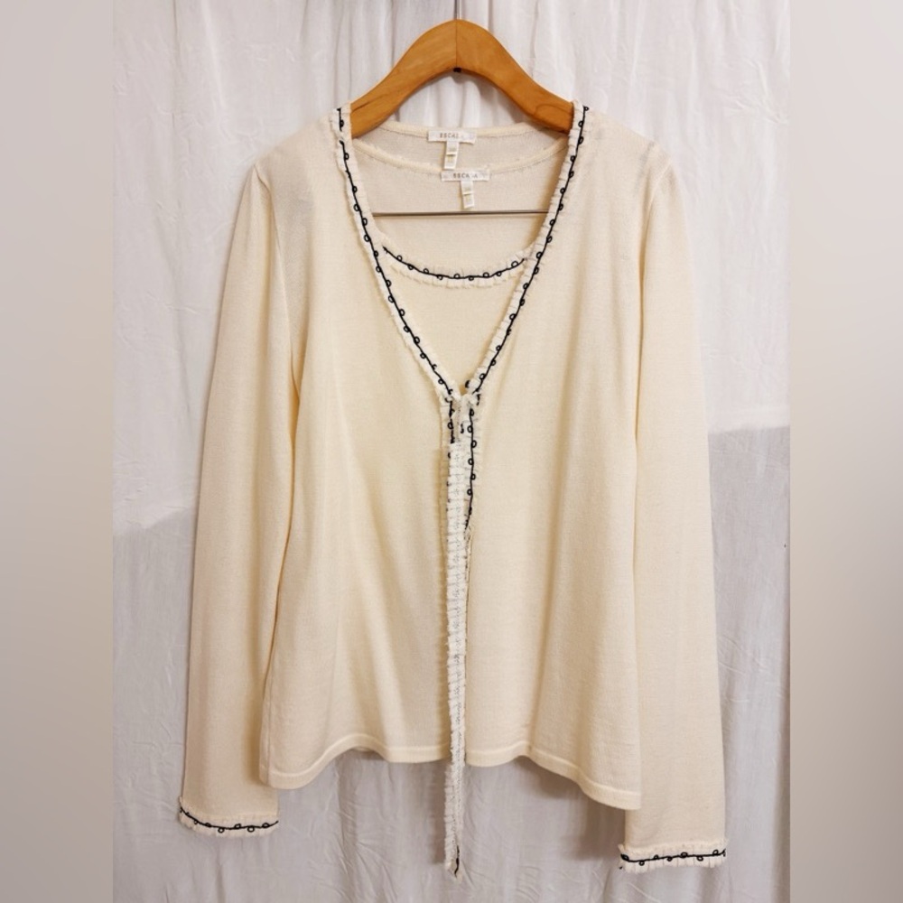 Escada Ecru & Black Sweater Set